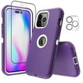 thumbnail image 1 of NIFFPD 14 Pro Max Case with Screen Protector + Camera Lens Protector, Heavy Duty Hard Shockproof Phone Case for 14 Pro Max 6.7" Purple+White, 1 of 3