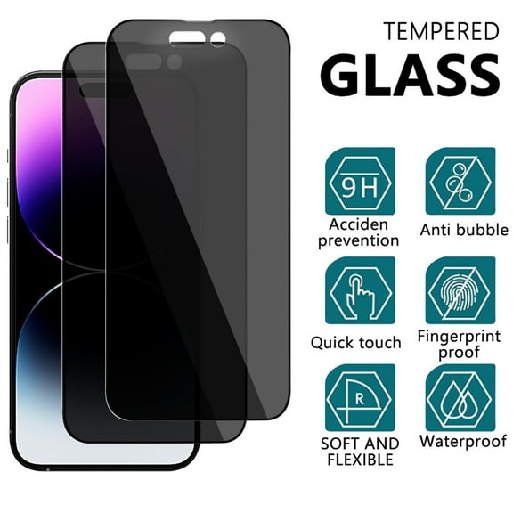 NIFFPD 2 Pack Privacy Screen Protector for iPhone 14 Pro Max 6.7",Anti Spy Private Tempered Glass Easy Installation