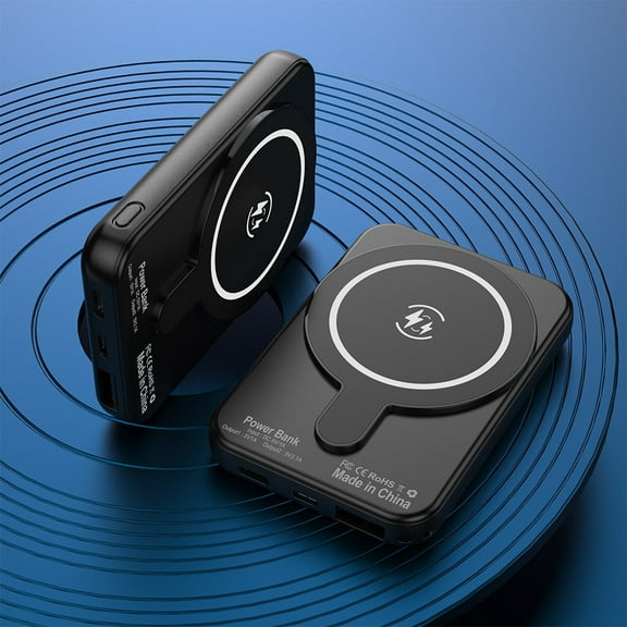 NIFFPD 8000mAh Magnetic Wireless Power Bank, Battery Pack with USB-C Cable and LED Battery Display, Compatible with iPhone Black