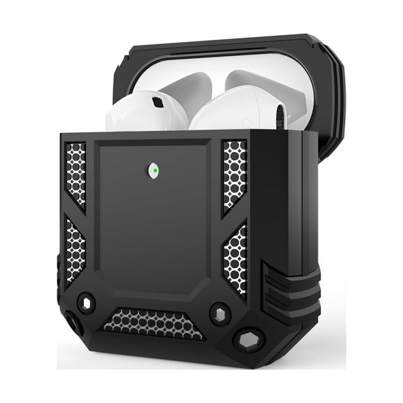 NIFFPD Apple AirPods Case, Full-Body Hard Silicone Shockproof AirPods Case Cover Airpods 2&1 Black