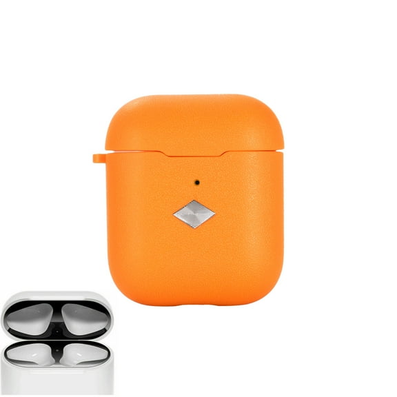 NIFFPD Apple AirPods Case with Dust-Proof Sticker Soft Silicone Shock-Proof Case Cover for Airpods 2&1 Support Wireless Charging Orange