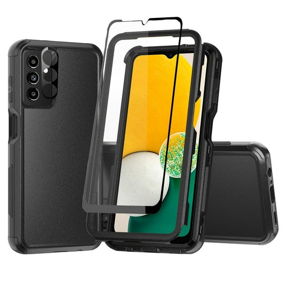 NIFFPD Galaxy A13 5G Case with Screen Protector + Camera Lens Protector Shockproof Drop Protection Cover for Samsung Galaxy A13 5G Black