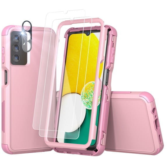 NIFFPD Galaxy A13 5G Case with Screen Protector + Camera Lens Protector Shockproof Drop Protection Cover for Samsung Galaxy A13 5G Pink