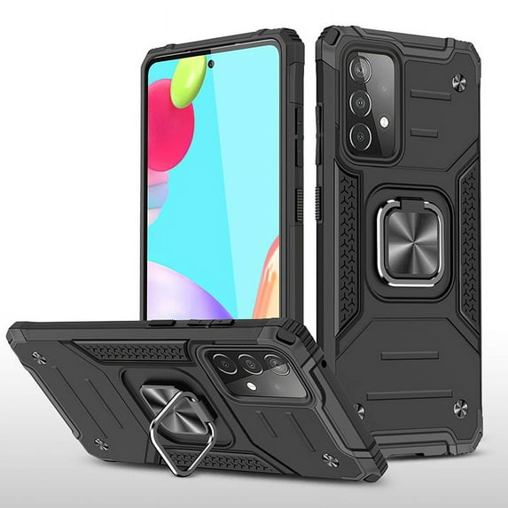 NIFFPD Galaxy A52 Case, Samsung A52 Case Ring Kickstand Hard PC Soft TPU Phone Cover for Samsung Galaxy A52 5G Black