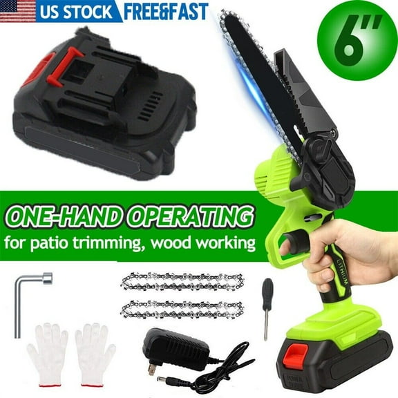 NIFFPD Mini Chainsaw, Electric Chainsaw,6 Inch mini chainsaw Cordless,Brushless Handheld Electric Chainsaw for Wood Cutting Tree Trimming (2 Battery Included) Black