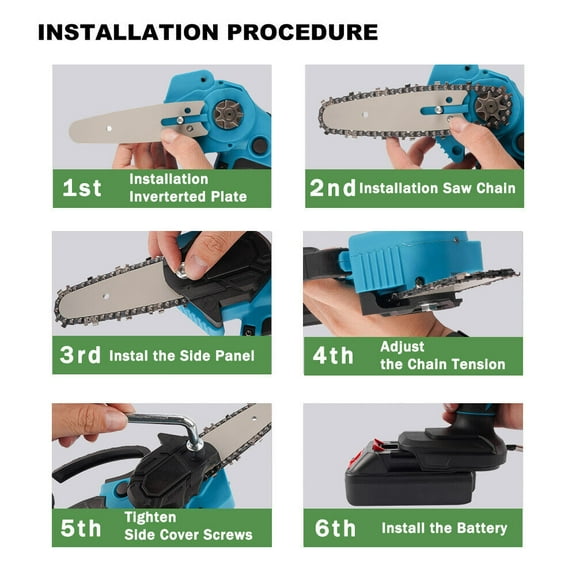 NIFFPD Mini Chainsaw, Electric Chainsaw,6 Inch mini chainsaw Cordless,Brushless Handheld Electric Chainsaw for Wood Cutting Tree Trimming (Battery Included) Black