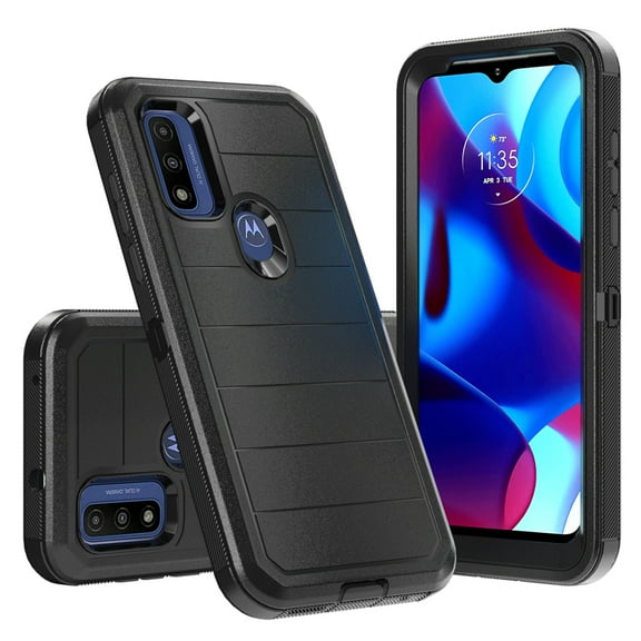 NIFFPD Moto G Pure Case,Moto G Power 2022 Case， Dual Layer Rugged Shockproof Anti-Drop Protective Case for Moto G Pure Case/ Moto G Power 2022 Black