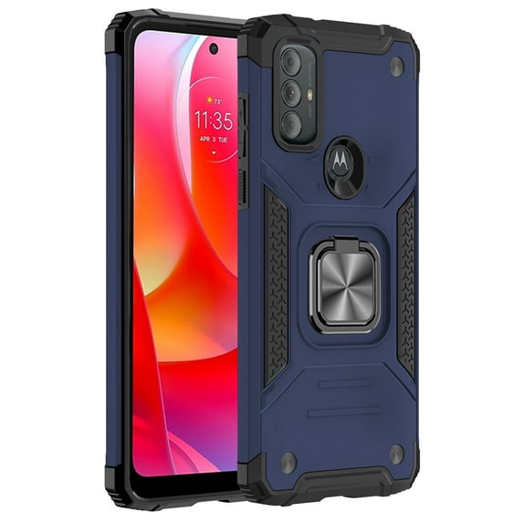 NIFFPD Moto G Pure Case, Motorola Moto G Power 2022 Case Military-Grade Ring Holder Kickstand Car Mount Cover Phone Case Blue