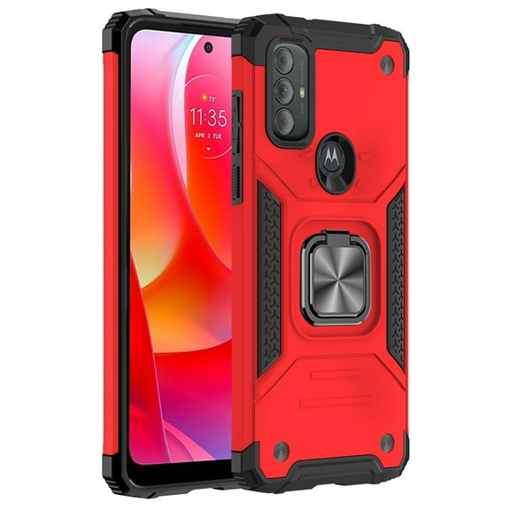 NIFFPD Moto G Pure Case, Motorola Moto G Power 2022 Case Military-Grade Ring Holder Kickstand Car Mount Cover Phone Case Red