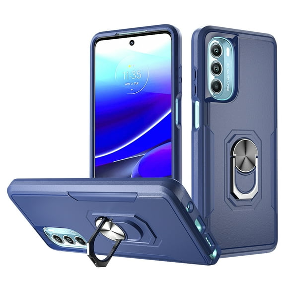 NIFFPD Moto G Stylus 5G 2022 Case Shockproof Protective Phone Cover with Ring Kickstand for Motorola Moto G Stylus 5G 2022 Blue