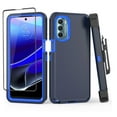thumbnail image 1 of NIFFPD Moto G Stylus 5G 2022 Case with Screen Protector Full Body Shockproof Phone Cover with Belt-Clip Holster Dark blue&Blue, 1 of 7