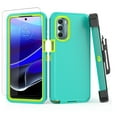 thumbnail image 1 of NIFFPD Moto G Stylus 5G 2022 Case with Screen Protector Full Body Shockproof Phone Cover with Belt-Clip Holster Green&Yellow, 1 of 7