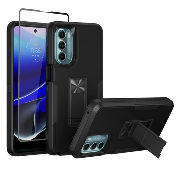 NIFFPD Motorola Moto G Stylus 5G 2022 Case with Screen Protector Magnetic Kickstand Car Mount Protection Cover for Moto G Stylus 5G 2022 Black