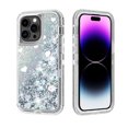thumbnail image 1 of NIFFPD Phone Case iPhone 14 Pro Bling Glitter Quicksand Sparkle Clear & Shockproof Protective Cover iPhone 14 Pro 6.1" Silver, 1 of 6