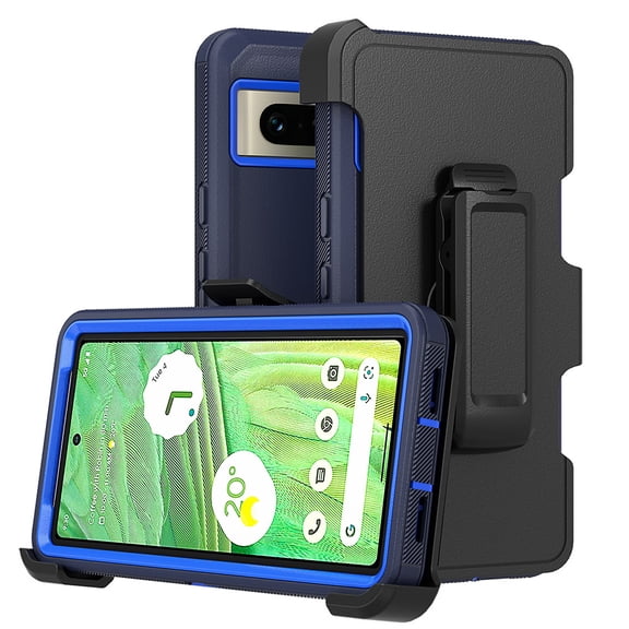 NIFFPD Pixel 7 Pro Case with Belt-Clip Holster, Heavy Duty Drop Protection Shockproof Protective for Google Pixel 7 Pro Case Dark blue&Blue