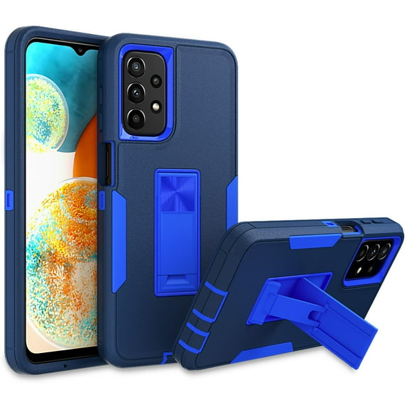 NIFFPD Samsung A23 5G Case, Galaxy A23 5G Case, Heavy Duty Shockproof Phone Case with Kickstand Support Car Mount for Samsung Galaxy A23 5G Dark blue&Blue