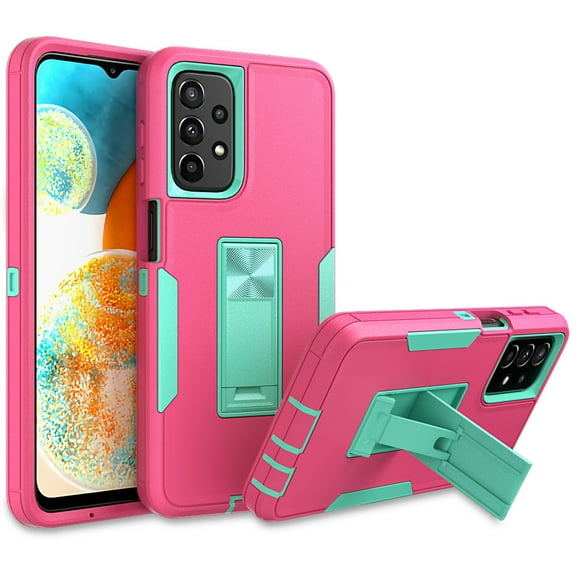 NIFFPD Samsung A23 5G Case, Galaxy A23 5G Case, Heavy Duty Shockproof Phone Case with Kickstand Support Car Mount for Samsung Galaxy A23 5G Rose Red&Green