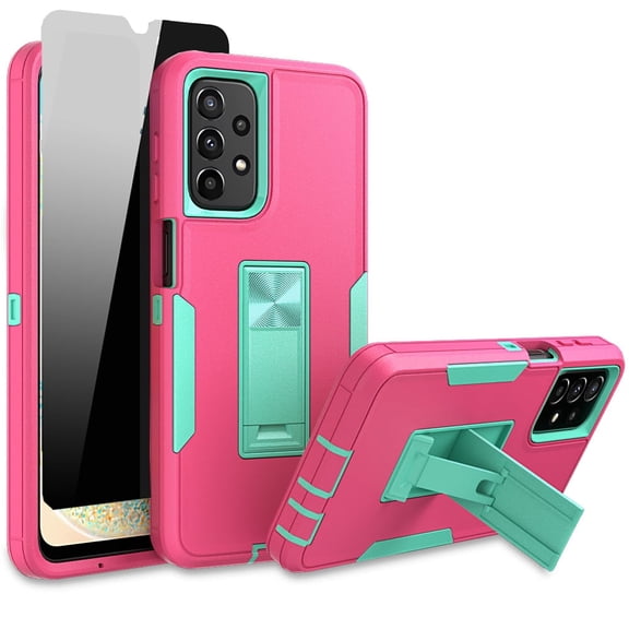 NIFFPD Samsung A23 5G, Galaxy A23 5G Case with Screen Protector(Anti Spy Privacy) Magnetic Kickstand Car Mount Protection Case Cover for Samsung Galaxy A23 5G Rose red&Green