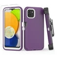 thumbnail image 1 of NIFFPD Samsung Galaxy A03 Case with Screen Protector Full-Body Shockproof Phone Case for Galaxy A03 with Belt-Clip Holster Purple&White, 1 of 7