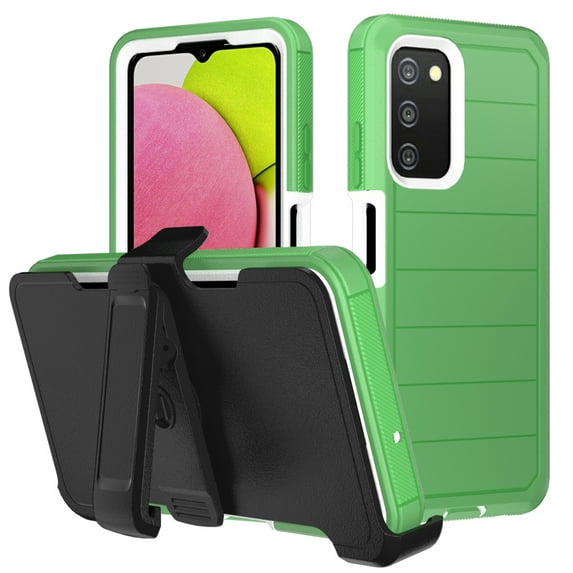 NIFFPD Samsung Galaxy A03S Case with Belt-Clip Holster, Heavy Duty Drop Protection Shockproof Protective for Samsung Galaxy A03S Green&White