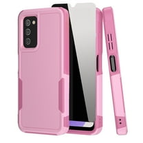 NIFFPD Samsung Galaxy A03S Case with Screen Protector (Anti Spy Privacy) Tough Rugged Shockproof Protective Phone Case for Galaxy A03S Pink