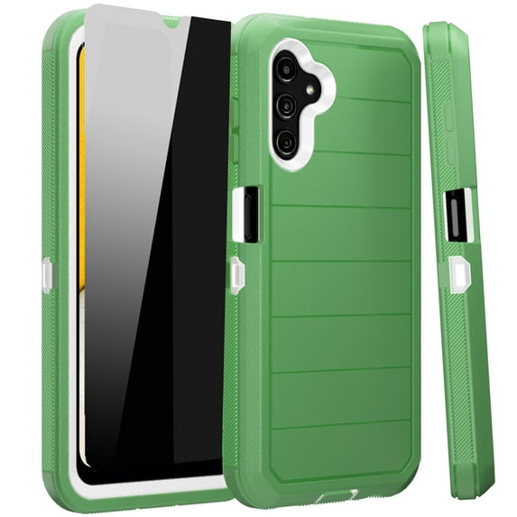 NIFFPD Samsung Galaxy A13 5G Case with Screen Protector (Anti Spy Privacy) Tough Rugged Shockproof Protective Phone Case for Galaxy A13 5G Green&White