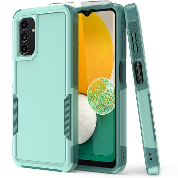NIFFPD Samsung Galaxy A13 5G Case with Screen Protector Tough Rugged Shockproof Protective Phone Case for Galaxy A13 5G Light Green