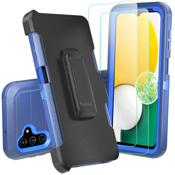 NIFFPD Samsung Galaxy A13 5G Case with Screen Protector Tough Rugged Shockproof Protective Phone Case with Belt-Clip Holster Dark Blue