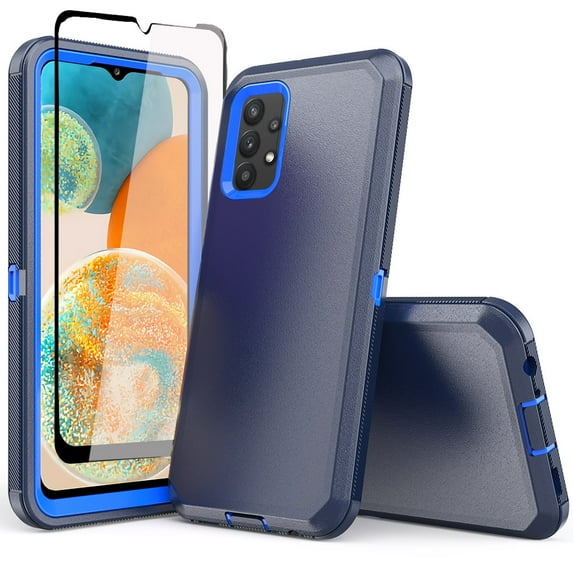NIFFPD Samsung Galaxy A23 5G Case with Screen Protector Tough Rugged Shockproof Protective Phone Case for Galaxy A23 5G Dark Blue&Blue