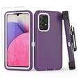 thumbnail image 1 of NIFFPD Samsung Galaxy A33 5G Case with Screen Protector Full-Body Shockproof Phone Case for Galaxy A33 5G with Belt-Clip Holster Purple&White, 1 of 7