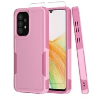 NIFFPD Samsung Galaxy A33 5G Case with Screen Protector Tough Rugged Shockproof Protective Phone Case for Galaxy A33 5G Pink