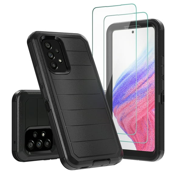 NIFFPD Samsung Galaxy A53 5G Case with Screen Protector Tough Rugged Shockproof Protective Phone Case for Samsung A53 5G Black