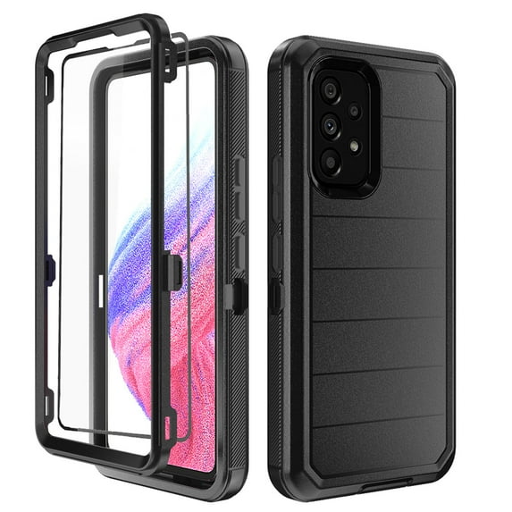 NIFFPD Samsung Galaxy A53 5G Case with Screen Protector Tough Rugged Shockproof Protective Phone Case for Samsung A53 5G Black