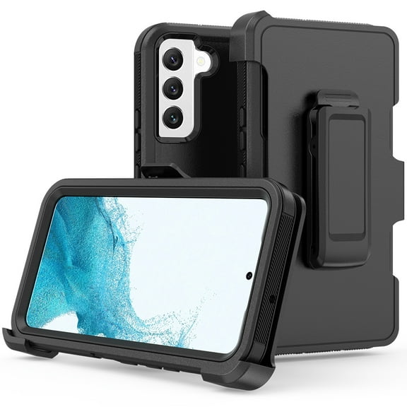 NIFFPD Samsung Galaxy S22 5G with Belt-Clip Holster, Tough Rugged Shockproof Protective Phone Case for Galaxy S22 5G Black