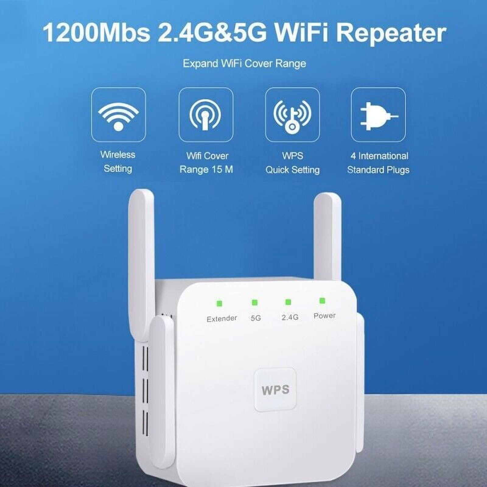 1200Mbps WiFi Range Extender Signal Booster, Covers up to 5000Sq.ft and 35  Devices, 2.4 & 5GHz Dual Band WiFi Repeater with Ethernet/LAN Port