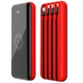 thumbnail image 1 of NIFFPD Wireless Portable Charger Power Bank 10000mAh ,Phone Charger with Built in 4 Cable, USB-C-Wireless Charging Compatible with iPhone, Samsung, iPad Red, 1 of 6