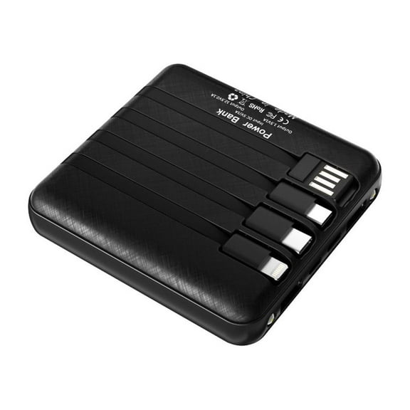 NIFFPD Wireless Portable Charger Power Bank Phone Charger with Built in 4 Cable, USB-C-Wireless Charging Compatible with iPhone, Samsung, iPad Black