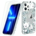 thumbnail image 1 of NIFFPD iPhone 13 Pro Case with Screen Protector+ Camera Lens Protector Clear with Flowers Design Soft & Flexible TPU Shockproof Magnolia White, 1 of 7