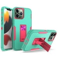 thumbnail image 1 of NIFFPD iPhone 13 Pro Max Case, Heavy Duty Magnetic Kickstand Car Mount Protection Phone Case Cover for iPhone 13 Pro Max Green&Rose Red, 1 of 8