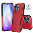 thumbnail image 1 of NIFFPD iPhone 14 Case with Screen Protector + Camera Lens Protector, Shockproof Full Coverage Protective Cover Phone Case for iPhone 14 6.1" Red+Black, 1 of 7