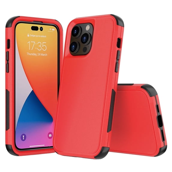 NIFFPD iPhone 14 Case, Shockproof Full Coverage Protective Cover Phone Case for iPhone 14 6.1" Red+Black