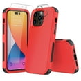 thumbnail image 1 of NIFFPD iPhone 14 Case with Screen Protector + Camera Lens Protector, Heavy Duty Hard Shockproof Phone Case for iPhone 14 6.1" Red+Black, 1 of 3