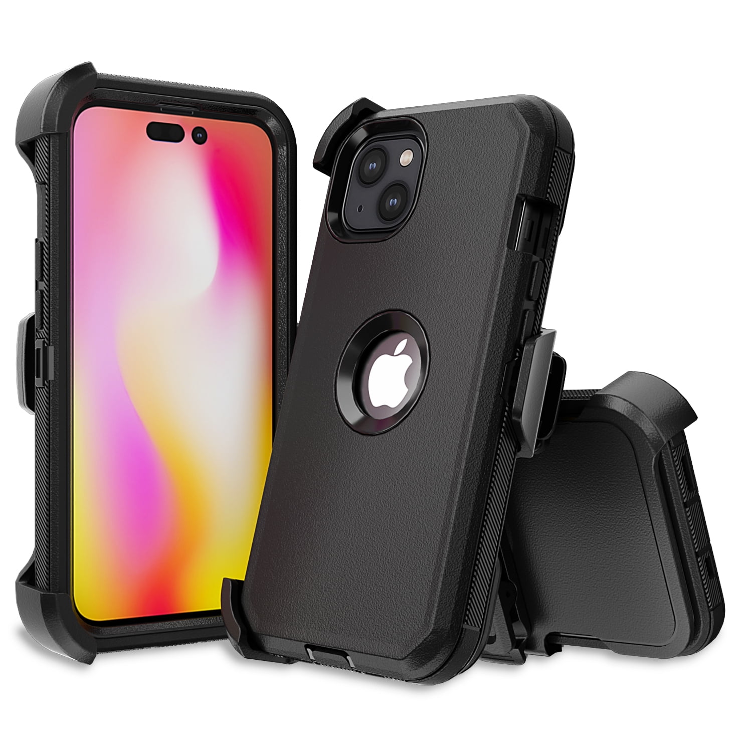 NIFFPD iPhone 14 Plus Case with Belt Clip Holster Heavy Duty Hard Shockproof Protective Phone Case for iPhone 14 Plus 6.7 Black