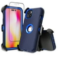 thumbnail image 1 of NIFFPD iPhone 14 Plus Case with Screen Protector + Belt-Clip Holster, Heavy Duty Hard Shockproof Phone Case for iPhone 14 6.7" Dark Blue+Blue, 1 of 4