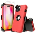 thumbnail image 1 of NIFFPD iPhone 14 Plus Case with Screen Protector + Belt-Clip Holster, Heavy Duty Hard Shockproof Phone Case for iPhone 14 Plus 6.7" Red+Black, 1 of 4