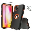 thumbnail image 1 of NIFFPD iPhone 14 Plus Case with Screen Protector + Camera Lens Protector, Heavy Duty Hard Shockproof Phone Case for iPhone 14 Plus 6.7" Black+Orange, 1 of 7