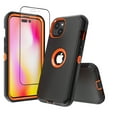thumbnail image 1 of NIFFPD iPhone 14 Plus Case with Screen Protector, Heavy Duty Hard Shockproof Protective Phone Case for iPhone 14 Plus 6.7" Black+Orange, 1 of 7