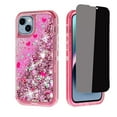 thumbnail image 1 of NIFFPD iPhone 14 Plus with Screen Protector（Anti Spy Privacy）, Bling Glitter Quicksand Sparkle Clear & Shockproof Protective Cover iPhone 14 Plus 6.7" Pink, 1 of 6