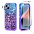 thumbnail image 1 of NIFFPD iPhone 14 Plus with Screen Protector + Camera Lens Protector, Bling Glitter Quicksand Sparkle Clear & Shockproof Protective Cover iPhone 14 Plus 6.7" Blue+Purple, 1 of 6