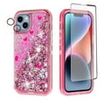 thumbnail image 1 of NIFFPD iPhone 14 Plus with Screen Protector + Camera Lens Protector, Bling Glitter Quicksand Sparkle Clear & Shockproof Protective Cover iPhone 14 Plus 6.7" Pink, 1 of 6